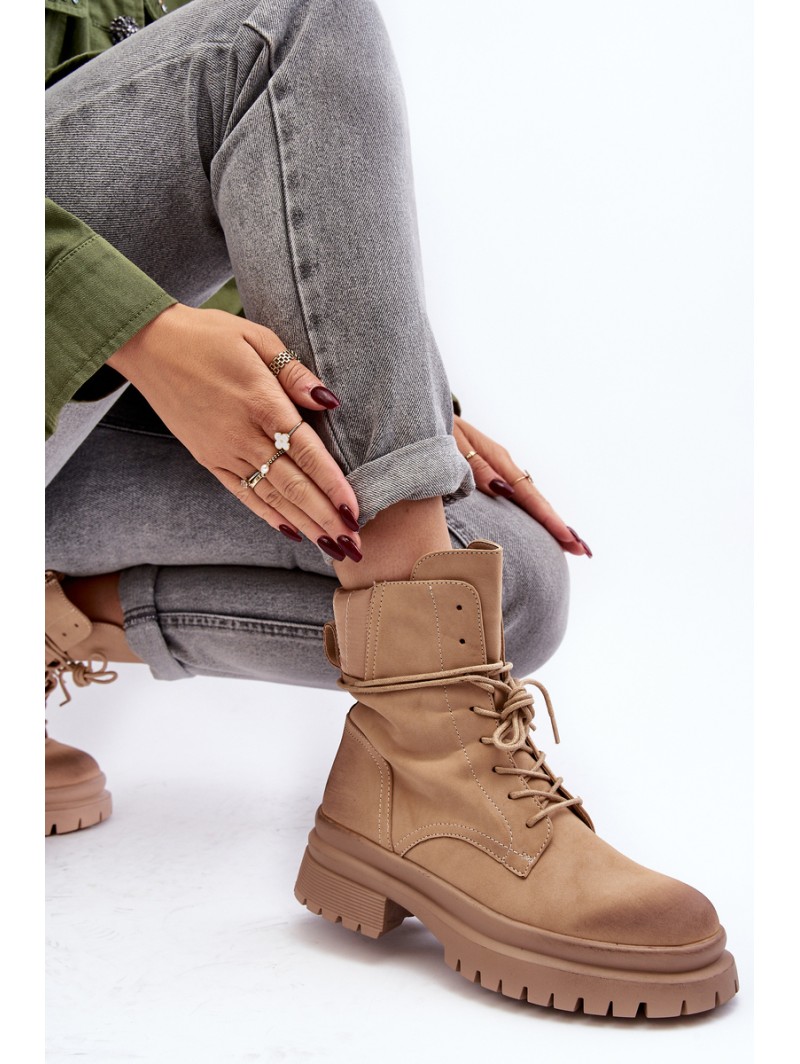 Women's Beige Chunky Sole Boots Narelona Women's Beige Chunky Sole Boots Narelona
