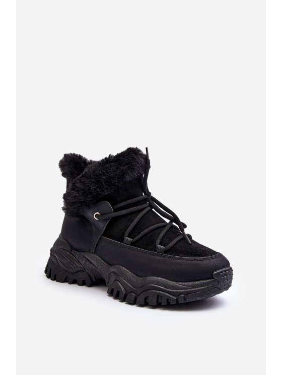 Women's Ankle Boots with Fur Lining Black Cresandi