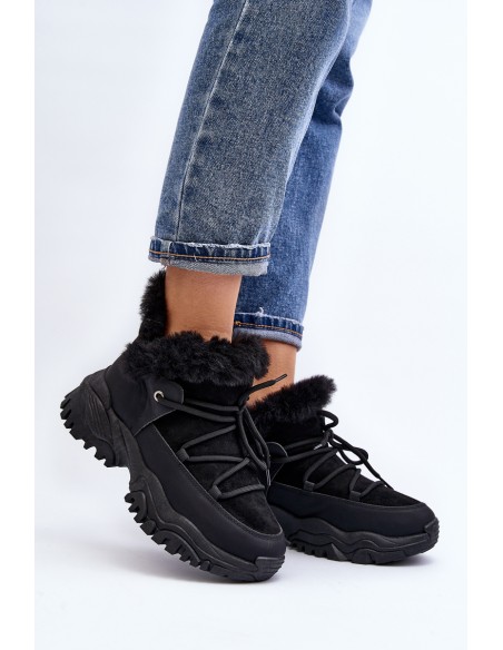 Women's Ankle Boots with Fur Lining Black Cresandi