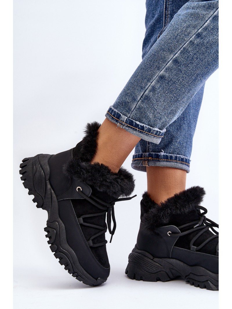 Women's Ankle Boots with Fur Lining Black Cresandi