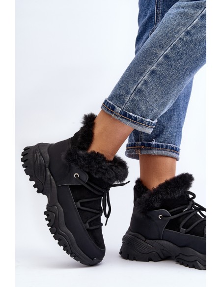 Women's Ankle Boots with Fur Lining Black Cresandi