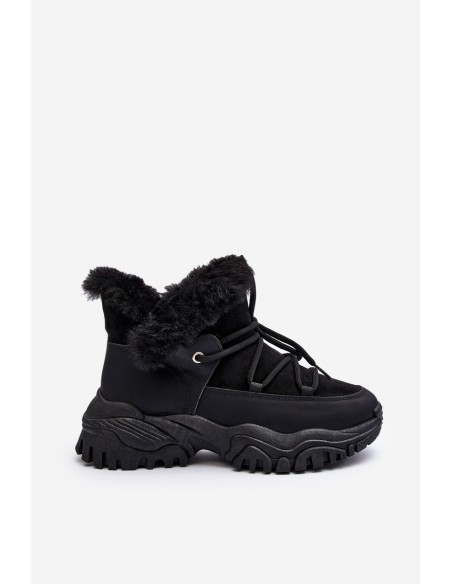 Women's Ankle Boots with Fur Lining Black Cresandi