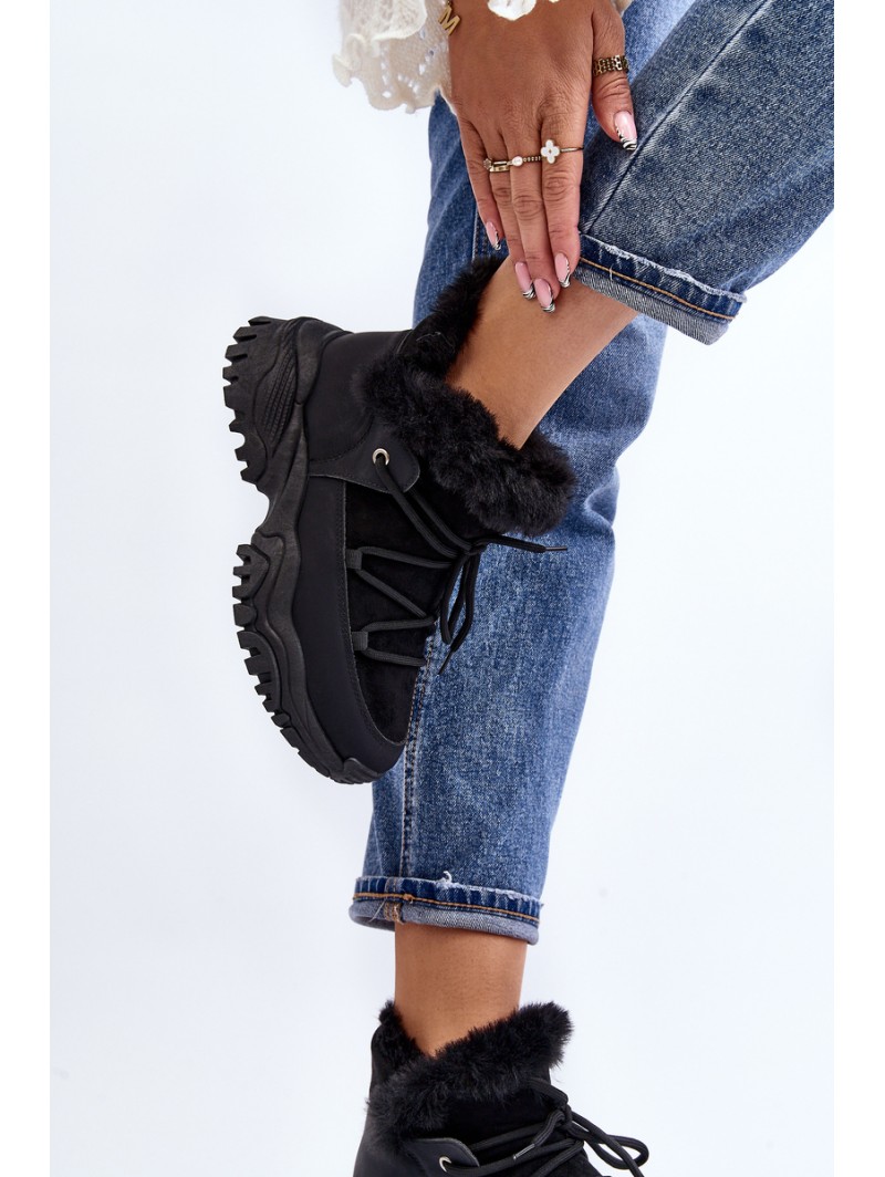 Women's Ankle Boots with Fur Lining Black Cresandi