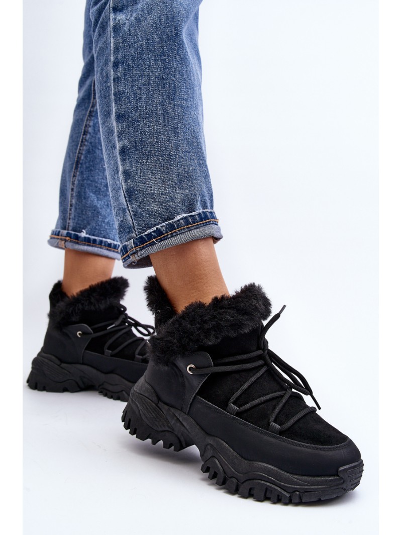 Women's Ankle Boots with Fur Lining Black Cresandi