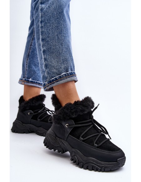 Women's Ankle Boots with Fur Lining Black Cresandi