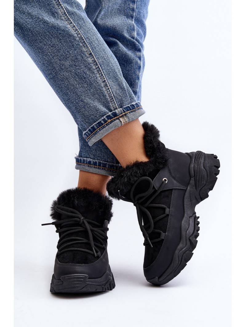 Women's Ankle Boots with Fur Lining Black Cresandi