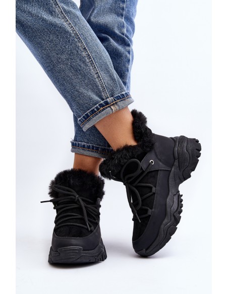 Women's Ankle Boots with Fur Lining Black Cresandi