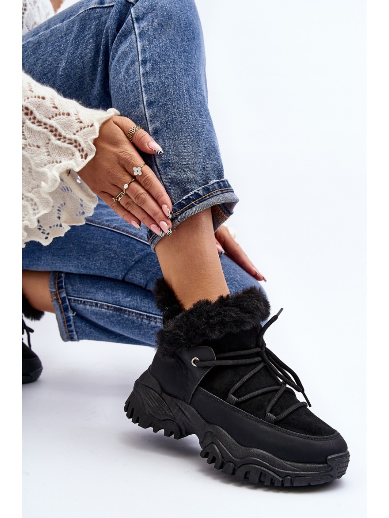 Women's Ankle Boots with Fur Lining Black Cresandi