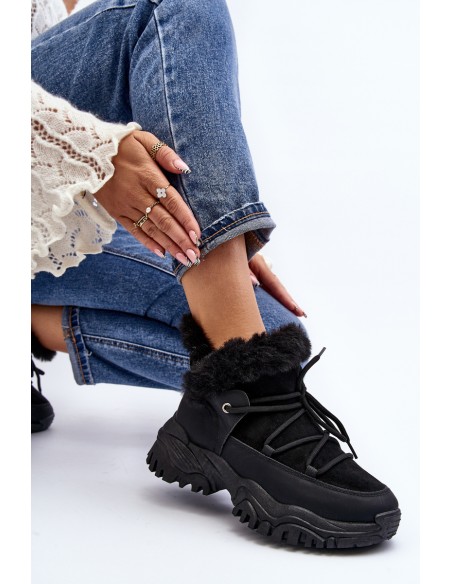 Women's Ankle Boots with Fur Lining Black Cresandi