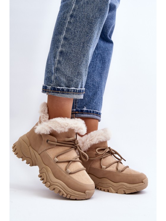 Women's Beige Fur-lined Ankle Boots Cresandi 2