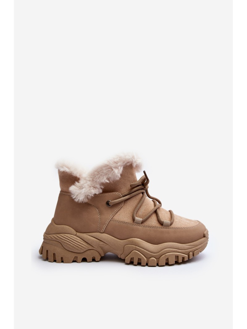 Women's Beige Fur-lined Ankle Boots Cresandi