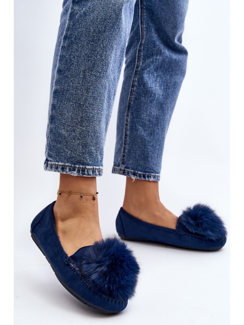 Women's Moccasins with Fur Lining Blue Novas