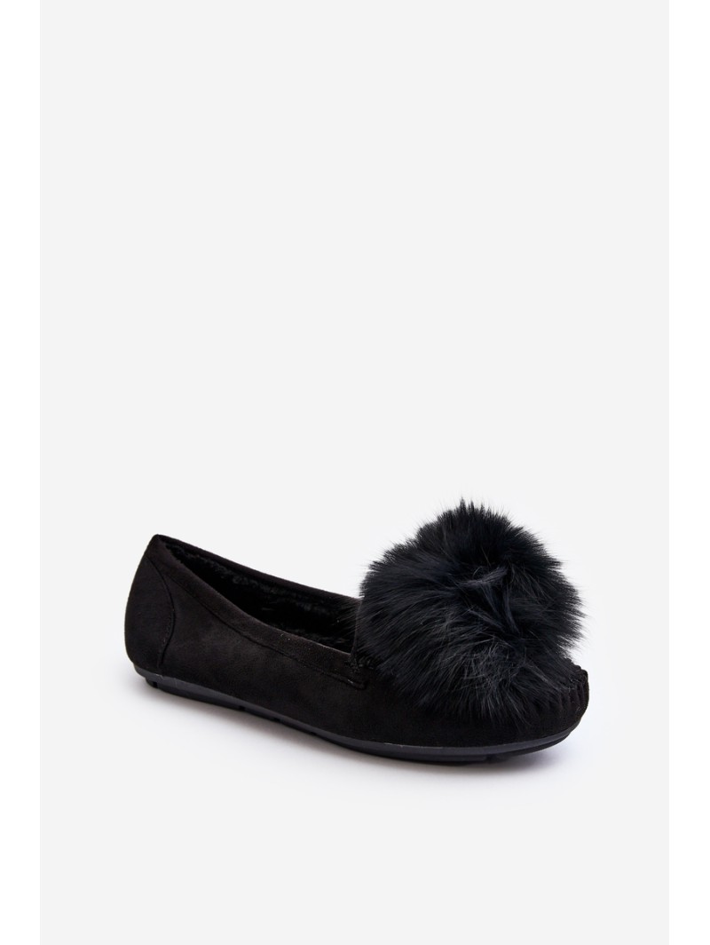 Women's Moccasins with Fleece Black Novas