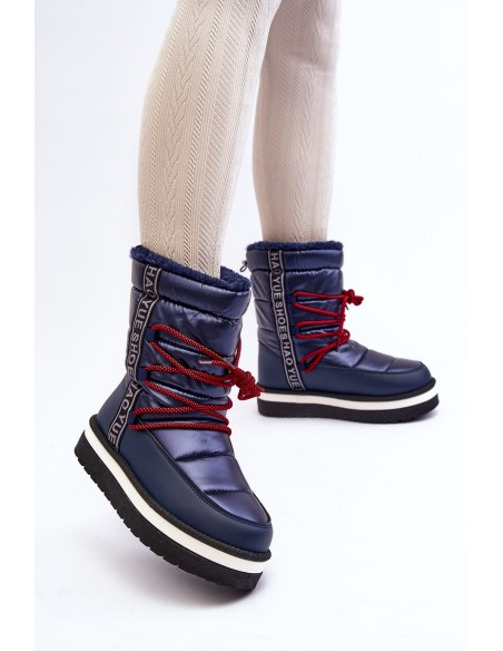 Women's Snow Boots with Laces Navy Lilara