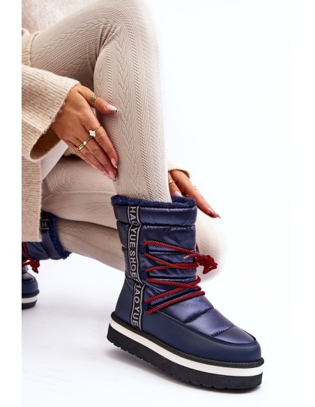 Women's Snow Boots with Laces Navy Lilara
