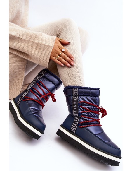 Women's Snow Boots with Laces Navy Lilara