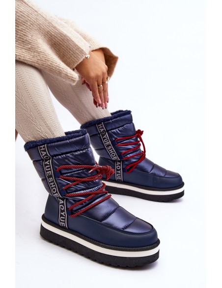 Women's Snow Boots with Laces Navy Lilara
