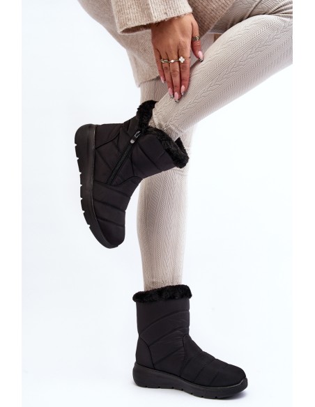Warm Wedge Snow Boots Black Calena