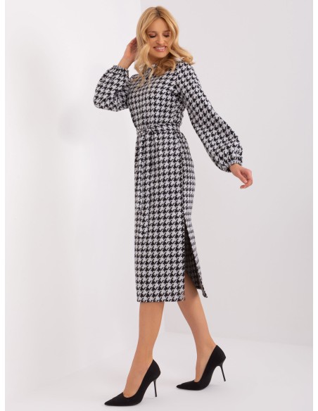 Suknelė balta-juoda