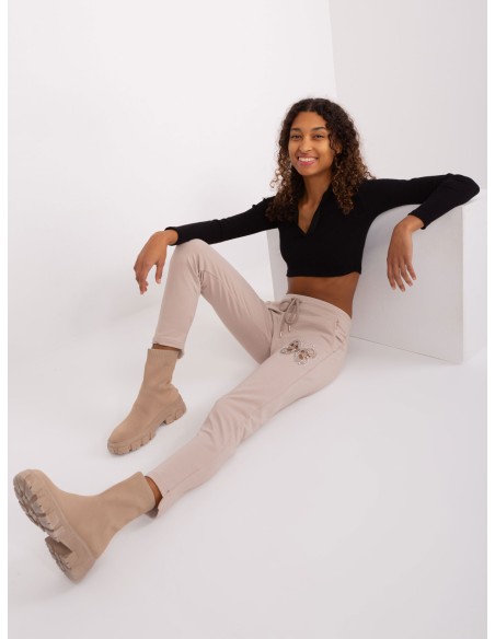 Spodnie dresowe-RV-DR-8835.10-jasny beżowy