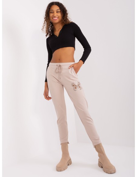 Spodnie dresowe-RV-DR-8835.10-jasny beżowy