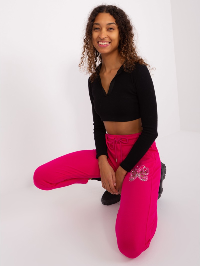 Spodnie dresowe-RV-DR-8835.10-fuksjowy