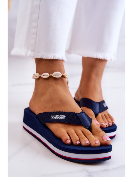 Women's flip-flops on the wedge Big Star JJ274A331 Navy blue