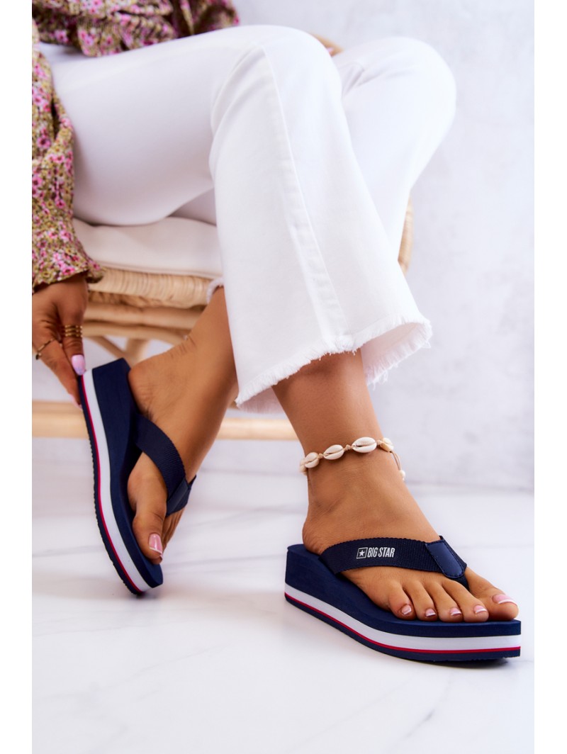 Women's flip-flops on the wedge Big Star JJ274A331 Navy blue
