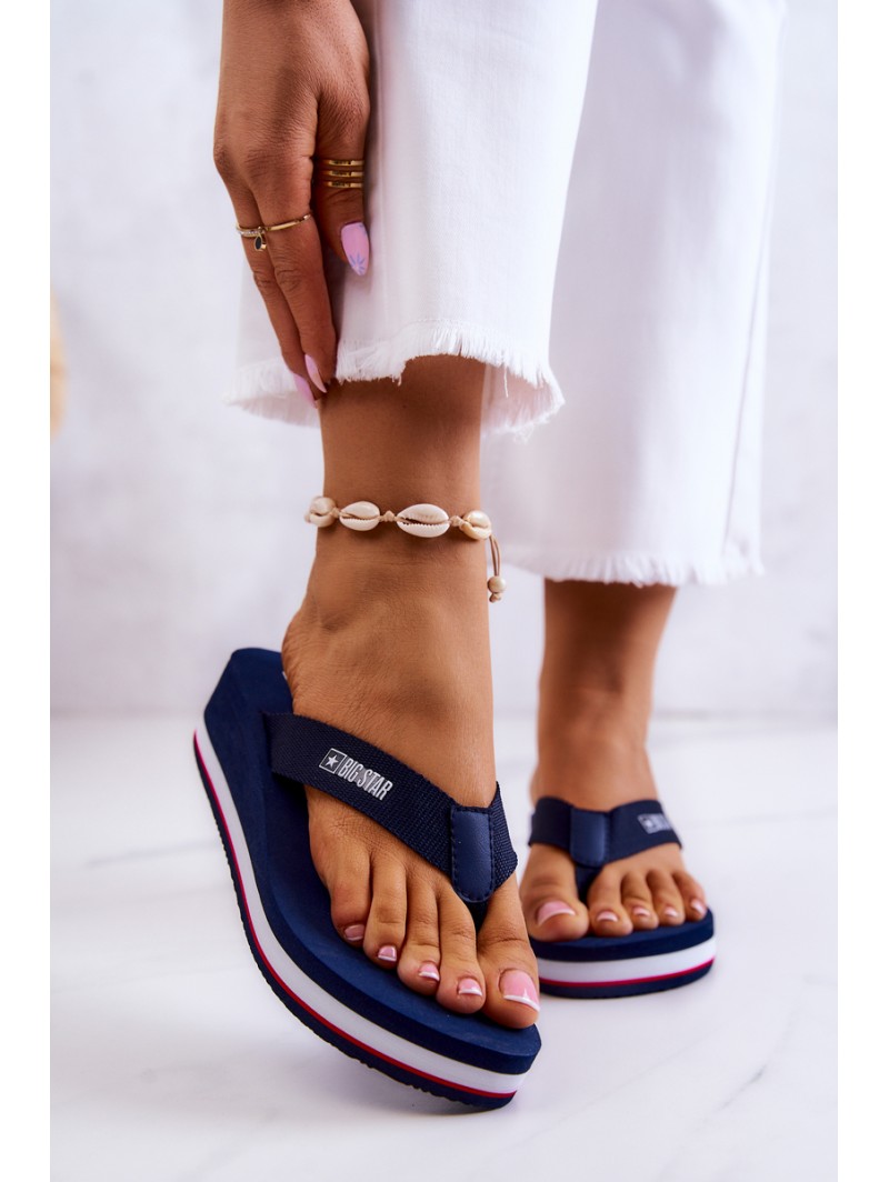 Women's flip-flops on the wedge Big Star JJ274A331 Navy blue