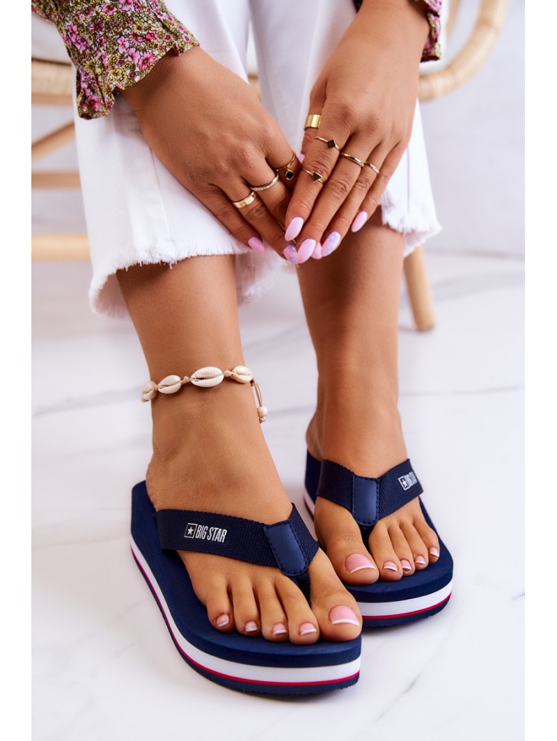 Women's flip-flops on the wedge Big Star JJ274A331 Navy blue