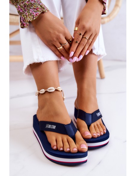 Women's flip-flops on the wedge Big Star JJ274A331 Navy blue