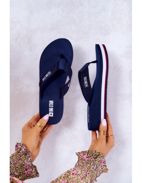 Women's flip-flops on the wedge Big Star JJ274A331 Navy blue
