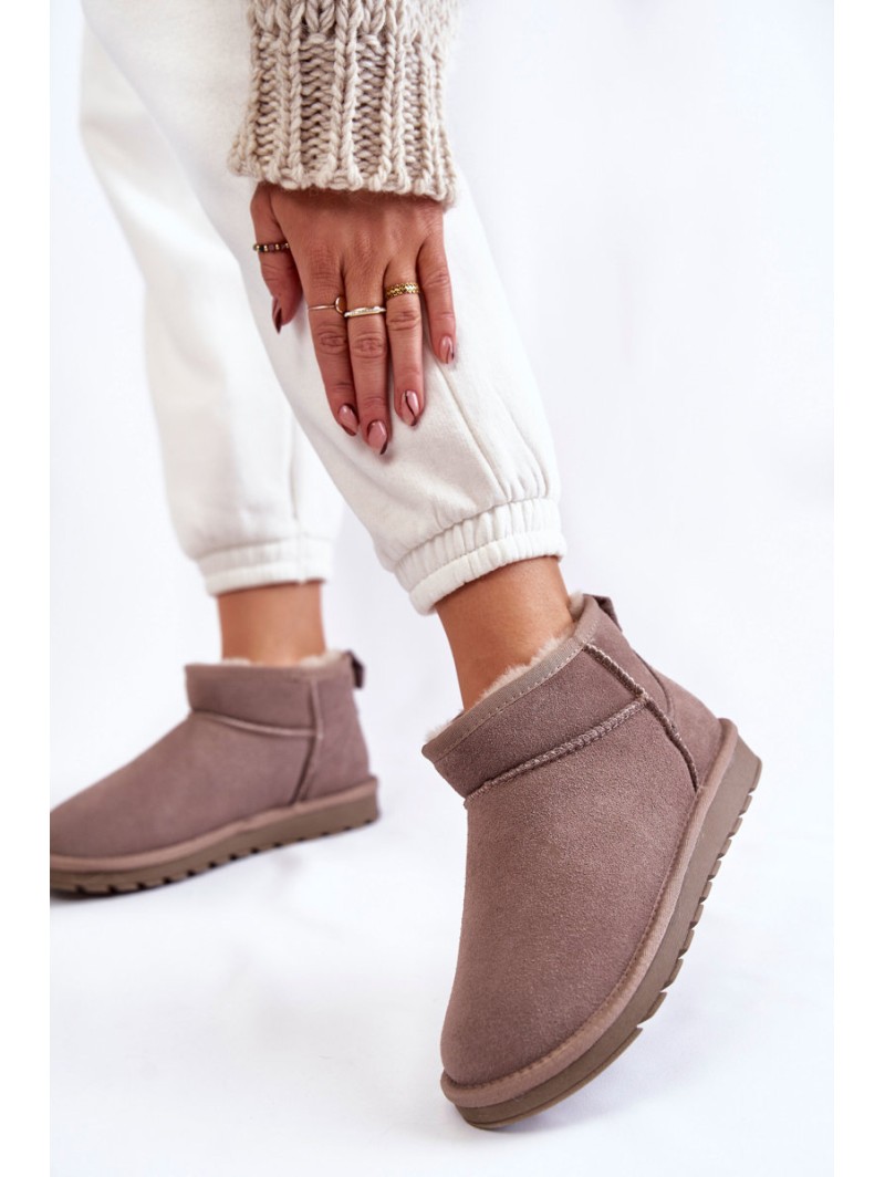 Women's Suede Low Snow Boots Grey Shelie