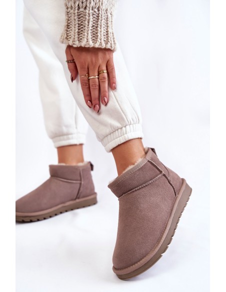 Women's Suede Low Snow Boots Grey Shelie