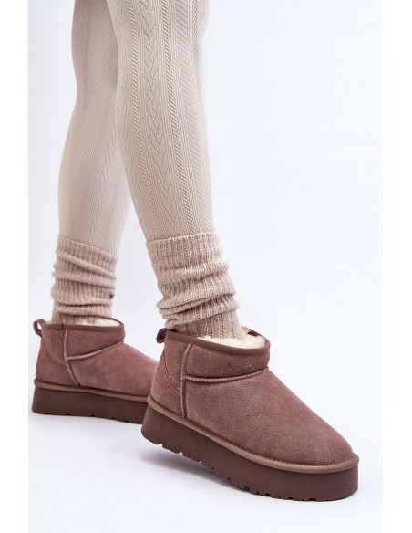 Fashionable Low Suede Snow Boots Khaki Nucca