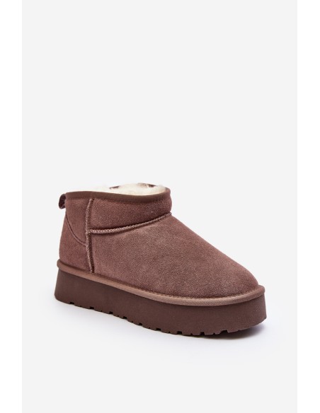 Fashionable Low Suede Snow Boots Khaki Nucca