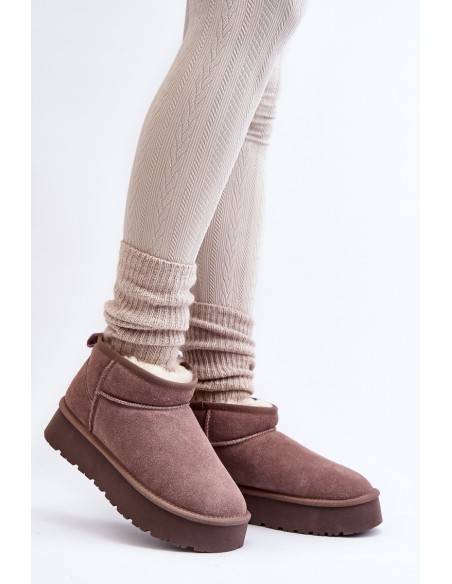 Fashionable Low Suede Snow Boots Khaki Nucca