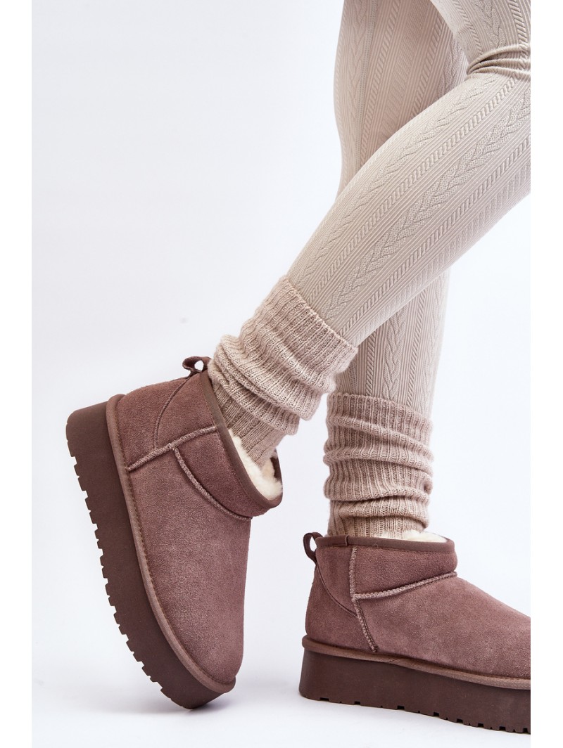 Fashionable Low Suede Snow Boots Khaki Nucca