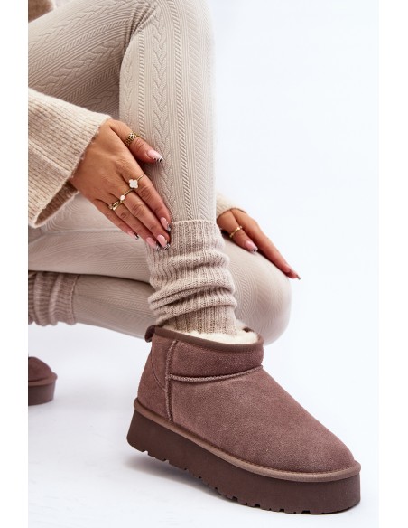 Fashionable Low Suede Snow Boots Khaki Nucca