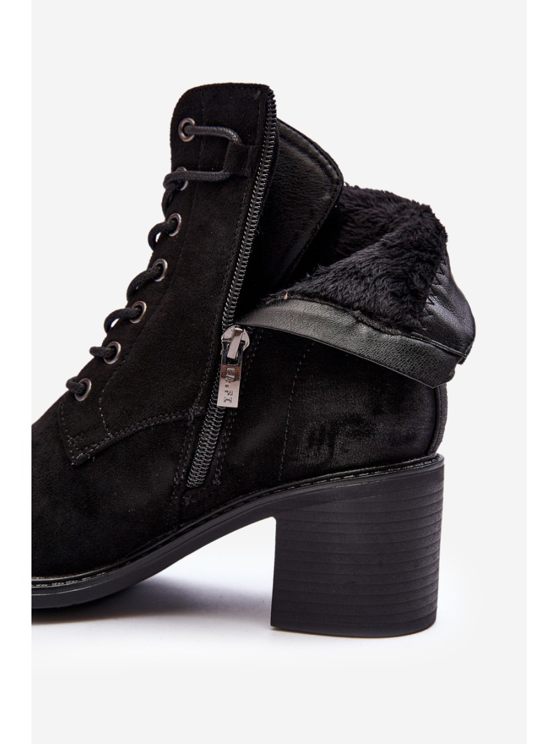 Women's Low Heel Lace-up Black Ankle Boots Serellia