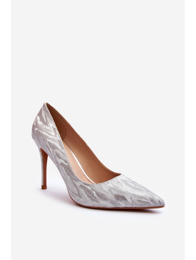 Silver Glitter Embellished Pumps Klonisa