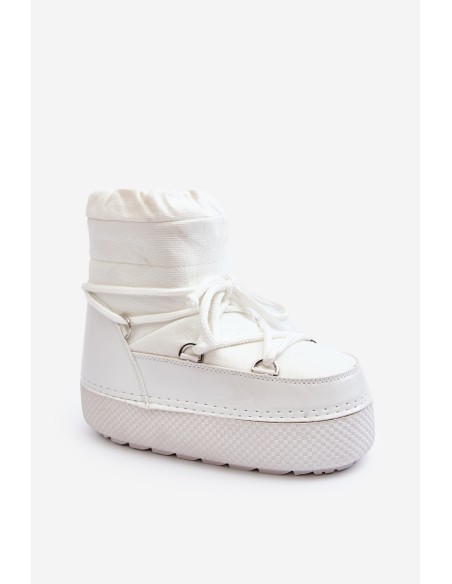 Women's White Snow Boots with Lacing Toolsa