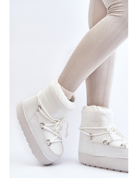 Women's White Snow Boots with Lacing Toolsa