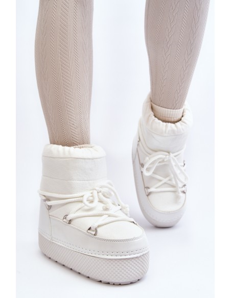 Women's White Snow Boots with Lacing Toolsa