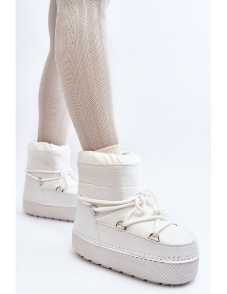 Women's White Snow Boots with Lacing Toolsa