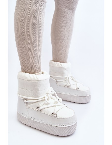 Women's White Snow Boots with Lacing Toolsa