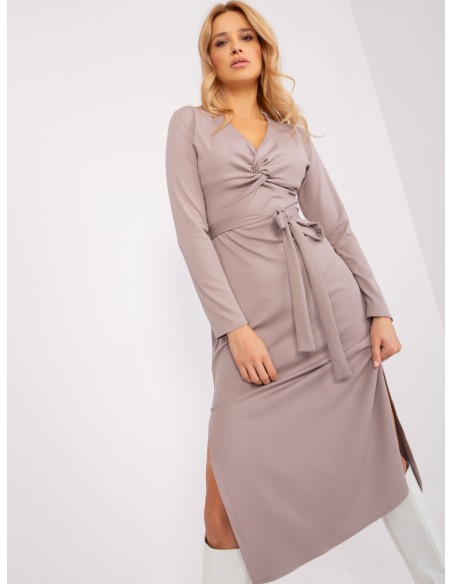 Sukienka-LK-SK-509456.99-ciemny bezowy