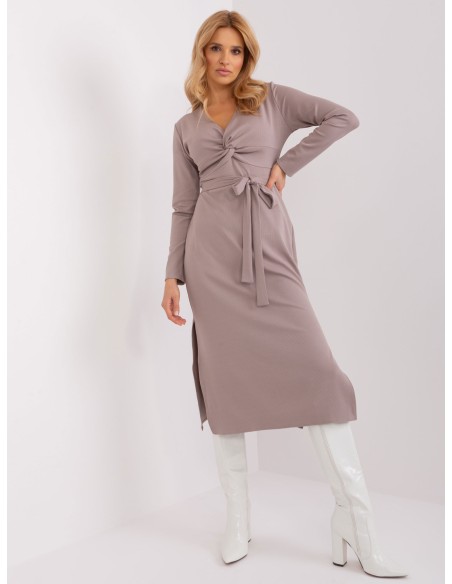 Sukienka-LK-SK-509456.99-ciemny bezowy