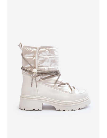 Women's White Snow Boots with Decorative Lacing Rilana