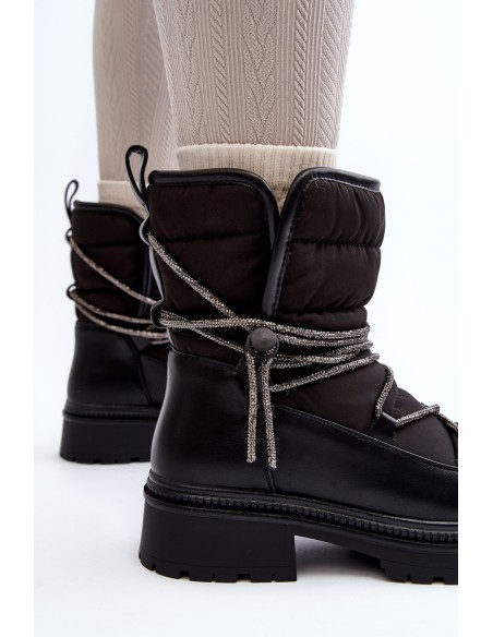 Women's Snow Boots with Decorative Lacing Black Rilana